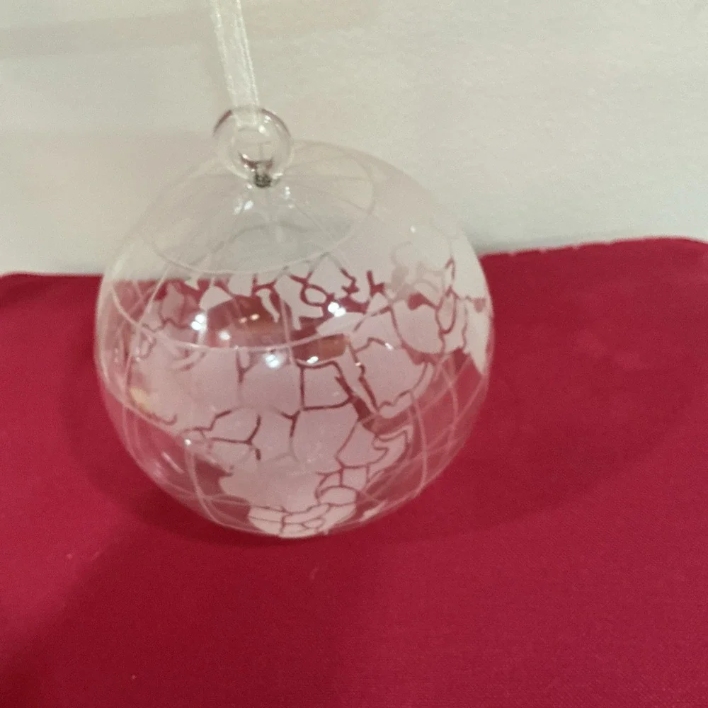 Planet Earth World Map Globe Blown Glass Christmas Ornament Pottery Barn RARE
